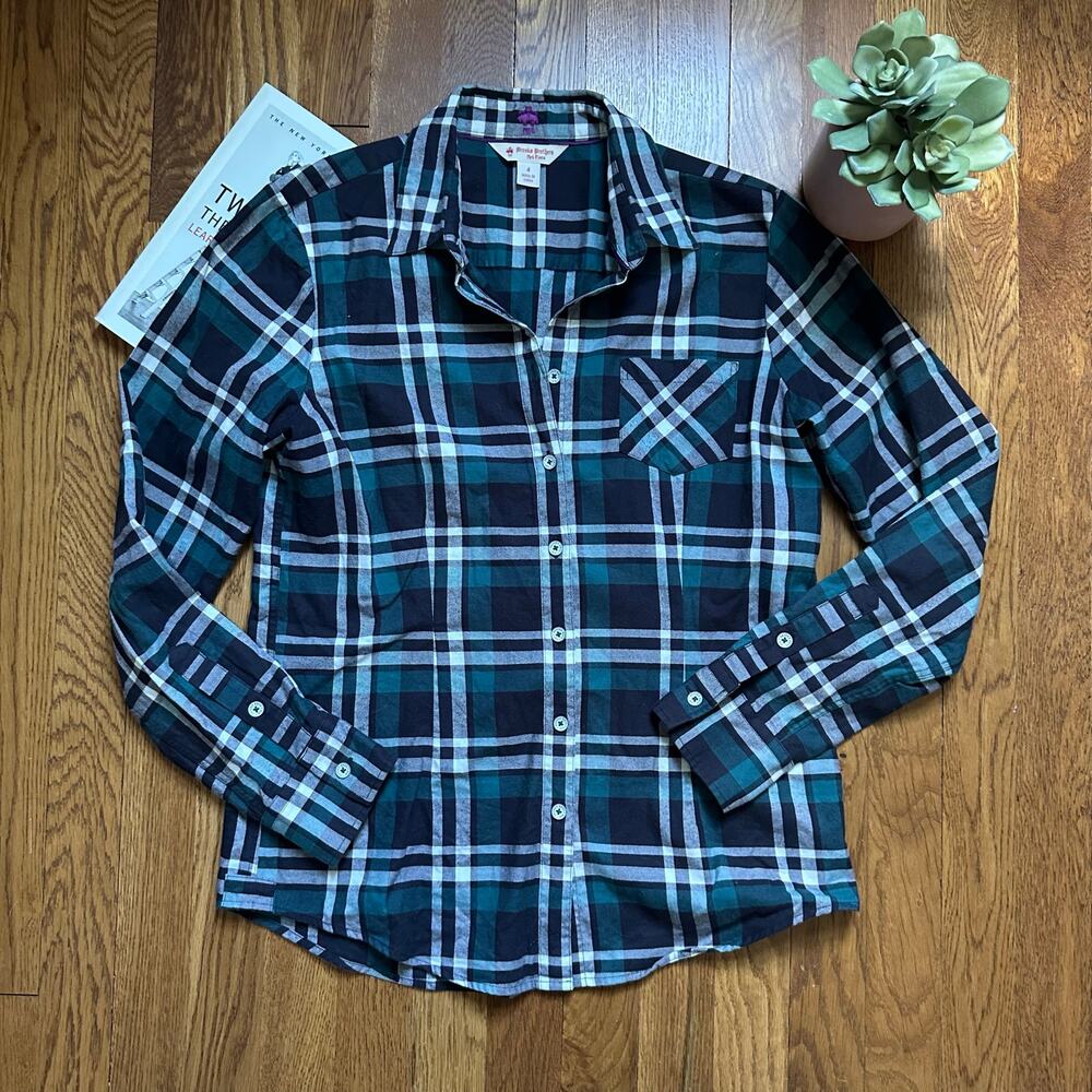 Brooks Brothers Red Fleece Green Black & White Plaid Button Down